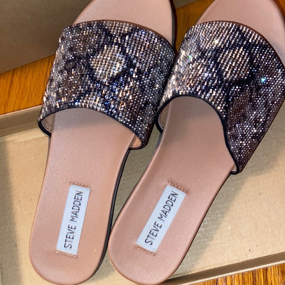 Steve Madden Leopard Sparkle Sandals 🖤🤍🤎